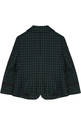 Детский шерстяной пиджак клетку с декоративными пуговицами GUCCI зеленого цвета, арт. 475400/XBB70 | Фото 2 (Статус проверки: Проверена категория)