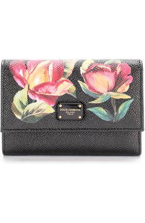 Кожаное портмоне с цветочным принтом Dolce & Gabbana, черного цвета, арт. 0116/BI0924/AI558 в ЦУМ | Фото №1 Кожаное портмоне с цветочным принтом Dolce & Gabbana черного цвета | Фото №1