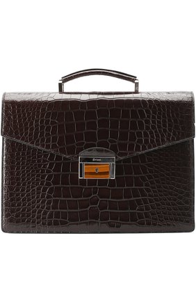 Мужской портфель из кожи аллигатора BRIONI темно-коричневого цвета по цене 2230000 руб., арт. 0IZU/P6746 | Фото 1 Мужской портфель из кожи аллигатора BRIONI темно-коричневого цвета, арт. 0IZU/P6746 | Фото 1