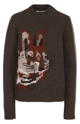 Женский разноцветный вязаный шерстяной свитер с принтом Mulberry, арт. MYPL753067/YLY20003B купить в ЦУМ | Фото №1 Вязаный шерстяной свитер с принтом Mulberry разноцветный | Фото №1