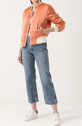 Женская розовая бомбер на молнии с контрастными манжетами Rag&Bone, арт. W274423NP купить в ЦУМ | Фото №1 Бомбер на молнии с контрастными манжетами Rag&Bone розовая | Фото №1