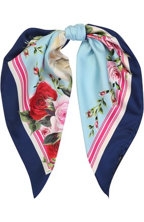 Женский синий шелковый платок с принтом Dolce & Gabbana, арт. 0136/FN092R/GDG50 купить в ЦУМ | Фото №1 Шелковый платок с принтом Dolce & Gabbana синий | Фото №1