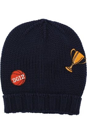 Шерстяная шапка с нашивками Dolce & Gabbana синего цвета, арт. 0131/LB3H60/LK5T0 в ЦУМ | Фото №1 Шерстяная шапка с нашивками Dolce & Gabbana синего цвета | Фото №1