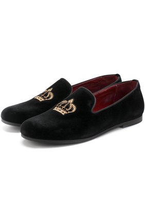 Детские текстильные лоферы с вышивкой Dolce & Gabbana черного цвета, арт. 0132/DA0297/AL912/37-39 в ЦУМ | Фото №1 Детские текстильные лоферы с вышивкой Dolce & Gabbana черного цвета | Фото №1