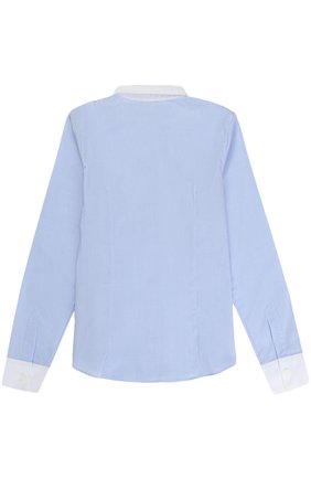 Детское хлопковая блуза прямого кроя DAL LAGO голубого цвета, арт. R489B/7628/XS-L | Фото 2 (Рукава: Длинные; Статус проверки: Проверена категория, Проверено; Материал внешний: Хлопок; Стили: Классический)