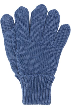 Детские шерстяные перчатки IL TRENINO синего цвета, арт. 17 5059/E3 | Фото 1 (Материал: Шерсть, Текстиль; Статус проверки: Проверено, Проверена категория)