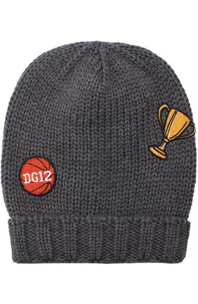 Шерстяная шапка с нашивками Dolce & Gabbana серого цвета, арт. 0131/LB3H60/LK5T0 в ЦУМ | Фото №1 Шерстяная шапка с нашивками Dolce & Gabbana серого цвета | Фото №1
