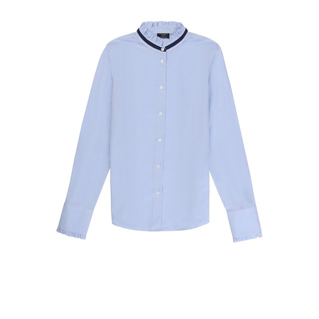 Хлопковая блуза с контрастной отделкой и оборками Dal Lago 2296151