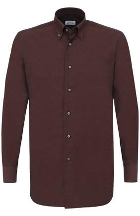 Мужская сорочка из смеси хлопка и кашемира с воротником button down BRIONI коричневого цвета по цене 63250 руб., арт. RCL8/0602I | Фото 1 Мужская сорочка из смеси хлопка и кашемира с воротником button down BRIONI коричневого цвета, арт. RCL8/0602I | Фото 1