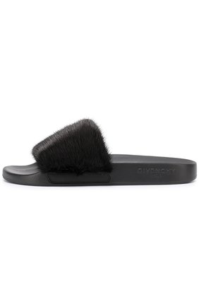 Женские черные резиновые шлепанцы с отделкой из меха норки Givenchy, арт. BE08209806 купить в ЦУМ | Фото №3 Резиновые шлепанцы с отделкой из меха норки Givenchy черные | Фото №3