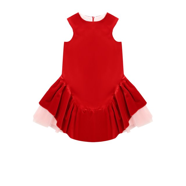 Хлопковое мини-платье с асимметричной юбкой и многослойной подкладкой I Pinco Pallino 1702101023/07448/8-10