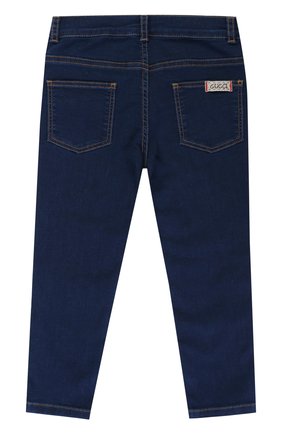 Детские джинсы из эластичного хлопка с логотипом бренда GUCCI синего цвета, арт. 478119/X5Z98 | Фото 2 (Статус проверки: Проверена категория, Проверено; Случай: Повседневный)