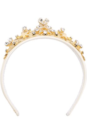 Текстильный ободок с металлическим декором и кристаллами Dolce & Gabbana золотого цвета, арт. 0131/WHJ8J5/W1111 в ЦУМ | Фото №1 Текстильный ободок с металлическим декором и кристаллами Dolce & Gabbana золотого цвета | Фото №1