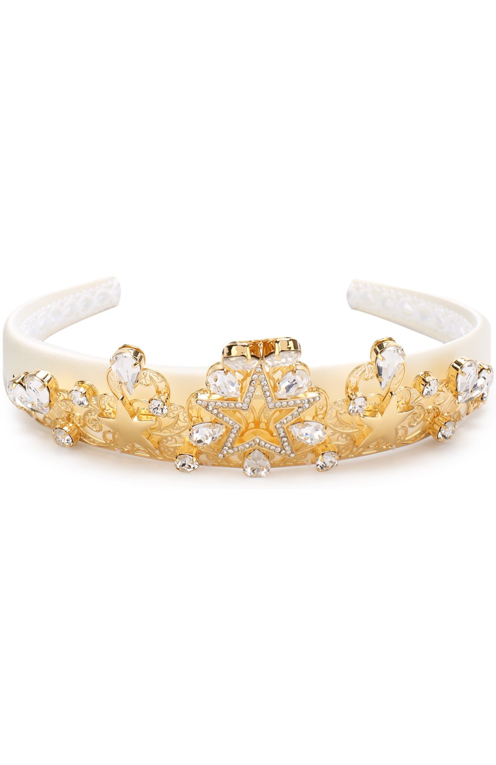 Текстильный ободок с металлическим декором и кристаллами Dolce & Gabbana золотого цвета, арт. 0131/WHJ8J5/W1111 в ЦУМ | Фото №2 Текстильный ободок с металлическим декором и кристаллами Dolce & Gabbana золотого цвета | Фото №2