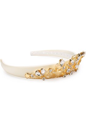 Текстильный ободок с металлическим декором и кристаллами Dolce & Gabbana золотого цвета, арт. 0131/WHJ8J5/W1111 в ЦУМ | Фото №3 Текстильный ободок с металлическим декором и кристаллами Dolce & Gabbana золотого цвета | Фото №3