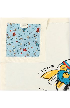 Детского шерстяное одеяло с принтом GUCCI голубого цвета, арт. 473571/3K206 | Фото 1 (Материал: Шерсть, Текстиль)