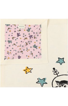 Детского шерстяное одеяло с принтом GUCCI розового цвета, арт. 473571/3K206 | Фото 1 (Материал: Шерсть, Текстиль)