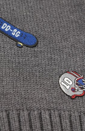 Детский шерстяной шарф с нашивками Dolce & Gabbana серого цвета, арт. 0131/LB6A07/LK5T0 в ЦУМ | Фото №2 Детский шерстяной шарф с нашивками Dolce & Gabbana серого цвета | Фото №2