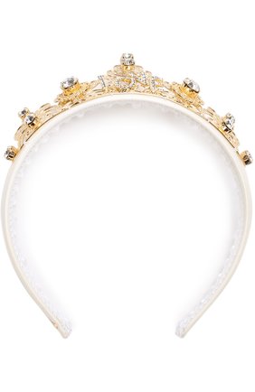 Текстильный ободок с металлическим декором и кристаллами Dolce & Gabbana золотого цвета, арт. 0131/WHJ8Y2/W1111 в ЦУМ | Фото №1 Текстильный ободок с металлическим декором и кристаллами Dolce & Gabbana золотого цвета | Фото №1