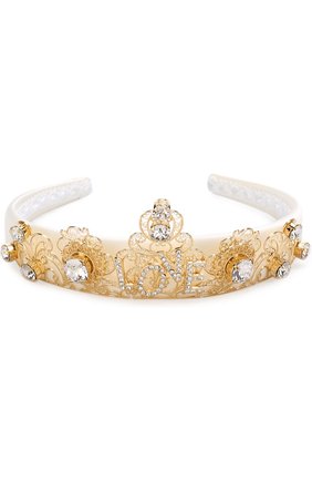 Текстильный ободок с металлическим декором и кристаллами Dolce & Gabbana золотого цвета, арт. 0131/WHJ8Y2/W1111 в ЦУМ | Фото №2 Текстильный ободок с металлическим декором и кристаллами Dolce & Gabbana золотого цвета | Фото №2