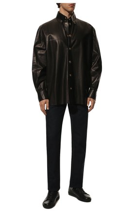 Мужские кожаные кеды TOM FORD черного цвета по цене 66650 руб., арт. J1045N-DAP | Фото 2 Мужские кожаные кеды TOM FORD черного цвета, арт. J1045N-DAP | Фото 2