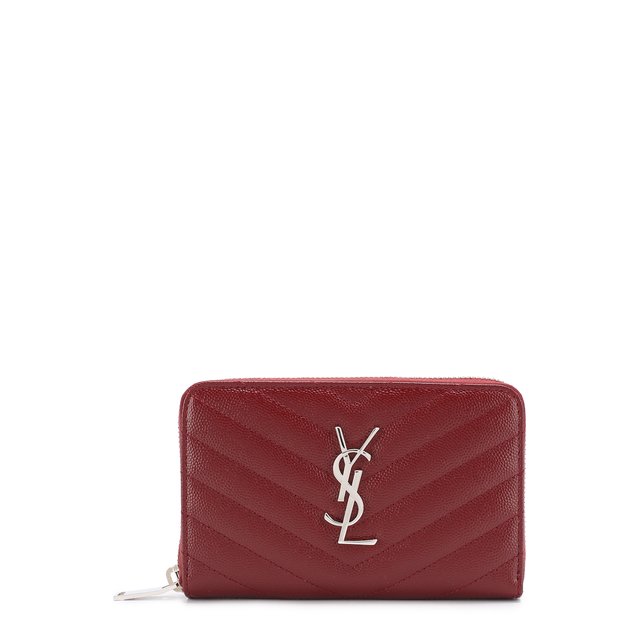 фото Кожаное портмоне на молнии с логотипом бренда saint laurent