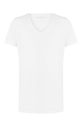 Мужская хлопковая футболка с v-образным вырезом DEREK ROSE белого цвета, арт. 8025-JACK001 | Фото 1 (Рукава: Короткие; Материал внешний: Хлопок; Длина (для топов): Стандартные; Мужское Кросс-КТ: Футболка-белье; Кросс-КТ: домашняя одежда)