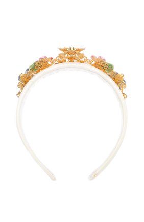 Текстильный ободок с металлическим декором Dolce & Gabbana белого цвета, арт. 0131/WHJ6J4/W1111 в ЦУМ | Фото №1 Текстильный ободок с металлическим декором Dolce & Gabbana белого цвета | Фото №1