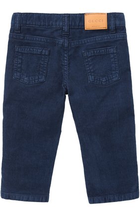 Детские хлопковые брюки прямого кроя GUCCI синего цвета, арт. 475616/XB456 | Фото 2 (Статус проверки: Проверена категория, Проверено; Кросс-КТ НВ: Брюки)