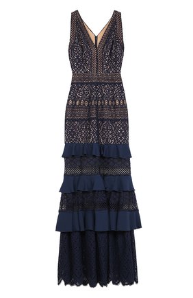 Женское темно-синее приталенное кружевное платье-макси Tadashi Shoji, арт. AVF17429L купить в ЦУМ | Фото №1 Приталенное кружевное платье-макси Tadashi Shoji темно-синее | Фото №1