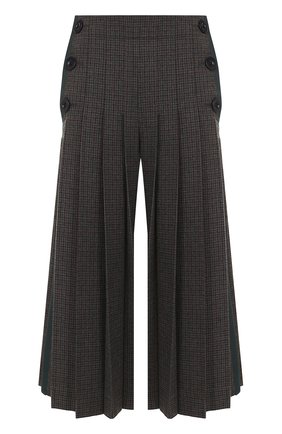 Женские хаки укороченные широкие брюки со складками Sacai, арт. 17-03311/03346 купить в ЦУМ | Фото №1 Укороченные широкие брюки со складками Sacai хаки | Фото №1
