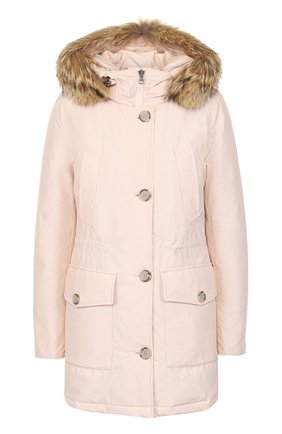 Женская розовая пуховая парка с меховой отделкой капюшона Woolrich, арт. WWCPS2444/CN03 купить в ЦУМ | Фото №1 Пуховая парка с меховой отделкой капюшона Woolrich розовая | Фото №1