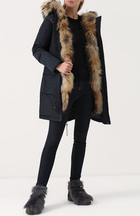 Женская серая пуховая парка с меховой отделкой капюшона Woolrich, арт. WWCPS2481/SM20 купить в ЦУМ | Фото №1 Пуховая парка с меховой отделкой капюшона Woolrich серая | Фото №1