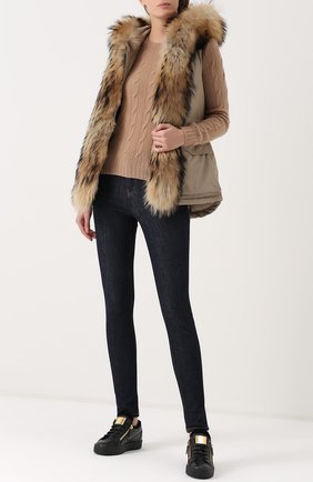 Женский бежевый жилет с капюшоном и меховой отделкой Woolrich, арт. WWGIL0036/SM20 купить в ЦУМ | Фото №1 Жилет с капюшоном и меховой отделкой Woolrich бежевый | Фото №1
