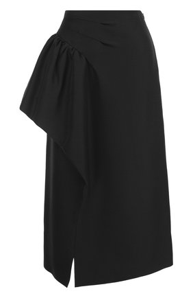 Женская черная шерстяная юбка-миди с оборкой Maison Margiela, арт. S29MA0295/S48344 купить в ЦУМ | Фото №1 Шерстяная юбка-миди с оборкой Maison Margiela черная | Фото №1