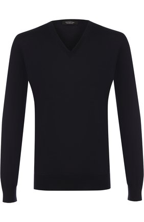 Мужской пуловер из шерсти тонкой вязки ERMENEGILDO ZEGNA темно-синего цвета по цене 40950 руб., арт. UNM00/100 | Фото 1 Мужской пуловер из шерсти тонкой вязки ERMENEGILDO ZEGNA темно-синего цвета, арт. UNM00/100 | Фото 1