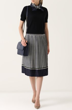 Женская темно-синяя шелковая плиссированная юбка-миди Tory Burch, арт. 38304 купить в ЦУМ | Фото №1 Шелковая плиссированная юбка-миди Tory Burch темно-синяя | Фото №1