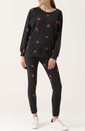 Женские черные укороченные хлопковые брюки с принтом Wildfox, арт. WLT61765S купить в ЦУМ | Фото №1 Укороченные хлопковые брюки с принтом Wildfox черные | Фото №1