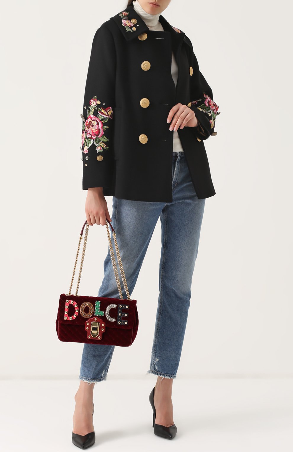 Женская сумка lucia с аппликациями DOLCE & GABBANA бордовая цвета, арт. 0116/BB6343/AM279 купить в ЦУМ | Фото №2 Сумка Lucia с аппликациями Dolce & Gabbana бордовая цвета | Фото №2