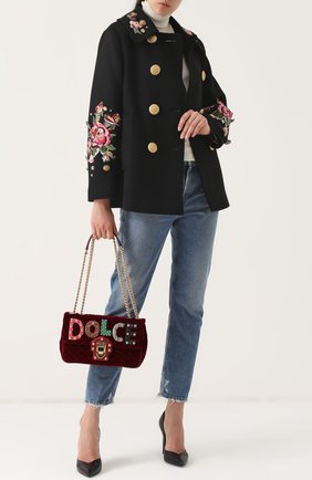 Женская сумка lucia с аппликациями DOLCE & GABBANA бордовая цвета, арт. 0116/BB6343/AM279 купить в ЦУМ | Фото №2 Сумка Lucia с аппликациями Dolce & Gabbana бордовая цвета | Фото №2