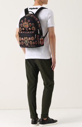 Мужской черный текстильный рюкзак с принтом с внешним карманом на молнии Dolce & Gabbana, арт. 0115/BM1419/AM155 купить в ЦУМ | Фото №2 Текстильный рюкзак с принтом с внешним карманом на молнии Dolce & Gabbana черный | Фото №2