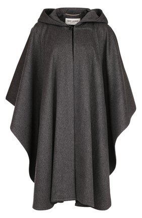 Женская серая шерстяное пончо с капюшоном Saint Laurent, арт. 485487/Y063R купить в ЦУМ | Фото №1 Шерстяное пончо с капюшоном Saint Laurent серая | Фото №1