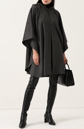 Женская серая шерстяное пончо с капюшоном Saint Laurent, арт. 485487/Y063R купить в ЦУМ | Фото №2 Шерстяное пончо с капюшоном Saint Laurent серая | Фото №2