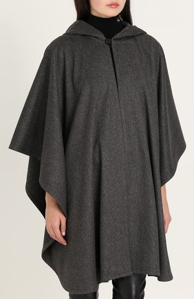 Женская серая шерстяное пончо с капюшоном Saint Laurent, арт. 485487/Y063R купить в ЦУМ | Фото №3 Шерстяное пончо с капюшоном Saint Laurent серая | Фото №3