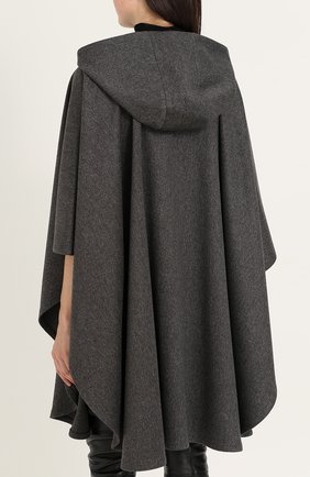 Женская серая шерстяное пончо с капюшоном Saint Laurent, арт. 485487/Y063R купить в ЦУМ | Фото №4 Шерстяное пончо с капюшоном Saint Laurent серая | Фото №4