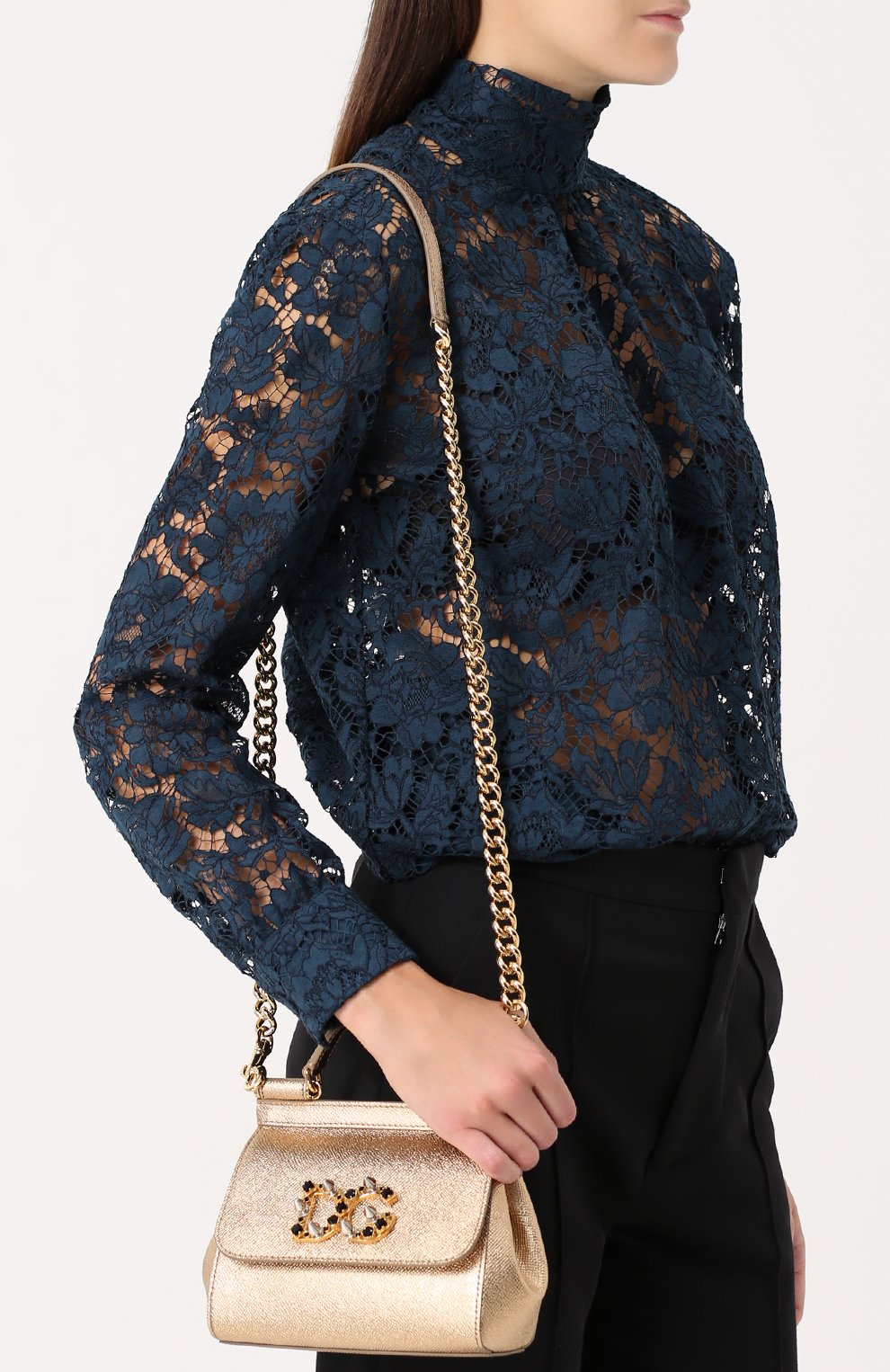 Женская сумка sicily micro с брошью DOLCE & GABBANA золотая цвета, арт. 0116/BB6387/AP287 купить в ЦУМ | Фото №5 Сумка Sicily micro с брошью Dolce & Gabbana золотая цвета | Фото №5
