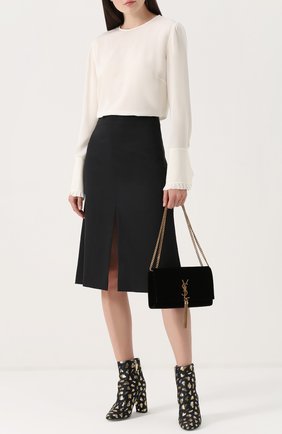 Женская черная шерстяная юбка-миди с разрезом Lanvin, арт. RW-ST406U-3630-A17 купить в ЦУМ | Фото №1 Шерстяная юбка-миди с разрезом Lanvin черная | Фото №1