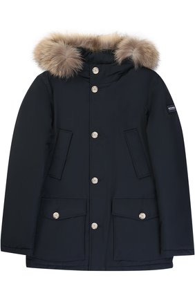 Парка с меховой отделкой на капюшоне Woolrich хаки цвета, арт. WKCPS1992/CN03/8-16 в ЦУМ | Фото №1 Парка с меховой отделкой на капюшоне Woolrich хаки цвета | Фото №1