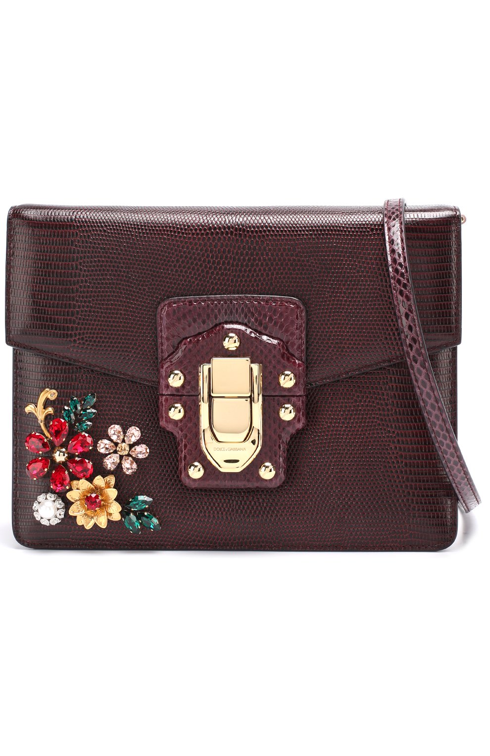 Женская сумка lucia с отделкой кристаллами DOLCE & GABBANA бордовая цвета, арт. 0116/BB6310/AB999 купить в ЦУМ | Фото №5 Сумка Lucia с отделкой кристаллами Dolce & Gabbana бордовая цвета | Фото №5