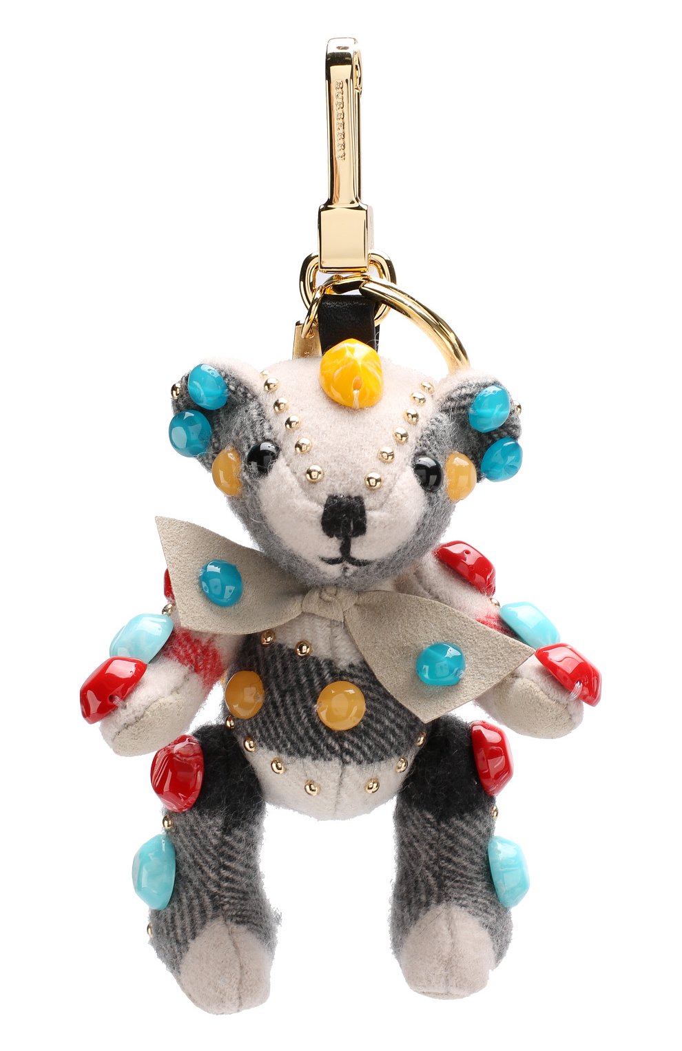 Брелок Thomas Bear из кашемира в клетку с камнями | Фото №1